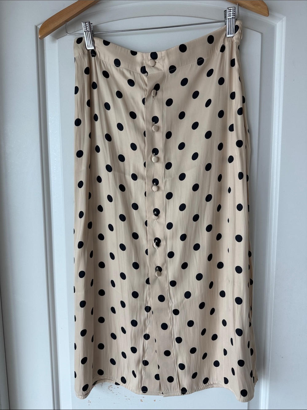 Free People Cream Midi Skirt with Black Polka Dots